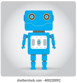 Isolated colored robot toy on a white background