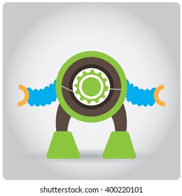 Isolated colored robot toy on a white background