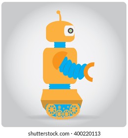 Isolated colored robot toy on a white background