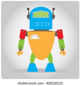 Isolated colored robot toy on a white background