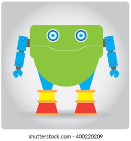 Isolated colored robot toy on a white background