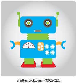 Isolated colored robot toy on a white background