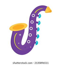 Isolated colored saxophone musical instrument Vector