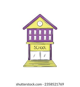 Isolated colored school building sketch icon Vector illustration