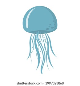 Isolated colored sea jellyfish in flat style on a white background, vector illustration