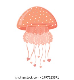 Isolated colored sea jellyfish in flat style on a white background, vector illustration