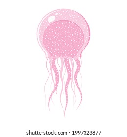 Isolated colored sea jellyfish in flat style on a white background, vector illustration