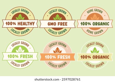 Isolated colored set of locally grown labels