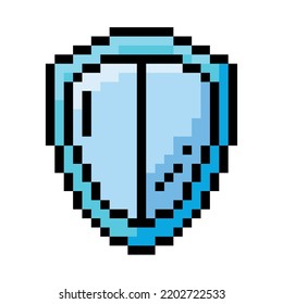 Isolated colored shield videogame icon Pixelated style Vector