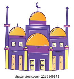 Isolated colored sketch of an arab mosque Vector