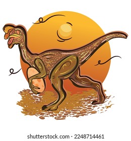 Isolated colored sketch of a dinosaur with an egg Vector