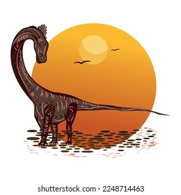 Isolated colored sketch of a herbivorous dinosaur Vector