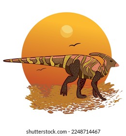 Isolated colored sketch of an herbivorous dinosaur Vector