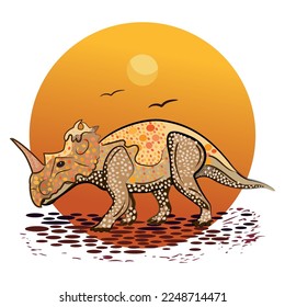 Isolated colored sketch of a triceraptops dinosaur Vector