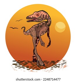 Isolated colored sketch of a velociraptor Vector