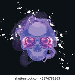 Isolated colored skull with groovy glasses graffiti style Vector illustration