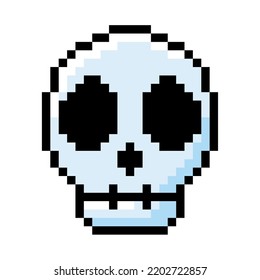 Isolated colored skull videogame icon Pixelated style Vector