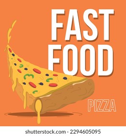 Isolated colored slice of pizza fast food Vector