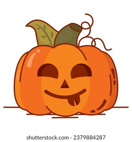 Isolated colored spooky carved halloween pumpkin icon Vector