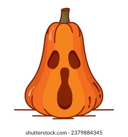 Isolated colored spooky carved halloween pumpkin icon Vector