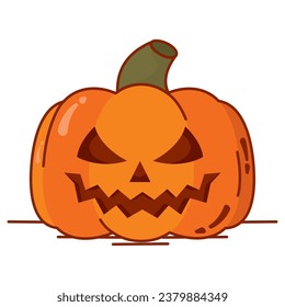 Isolated colored spooky carved halloween pumpkin icon Vector