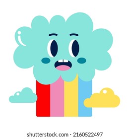 Isolated colored surprised cloud emote Vector illustration
