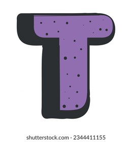 Isolated colored T letter with shadow effect Vector illustration
