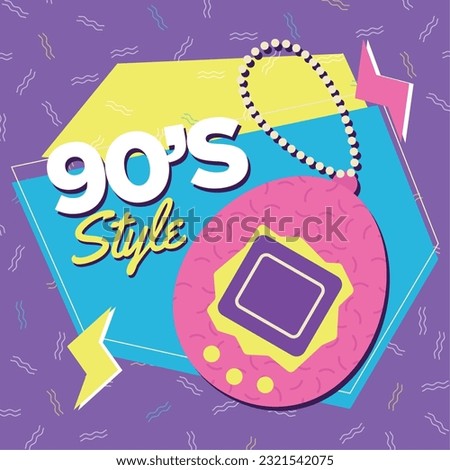 Isolated colored tamagotchi Nostalgic retro bacground Vector illustration