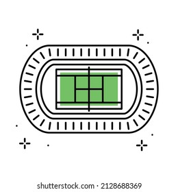 Isolated colored tennis stadium icon aerial view Vector