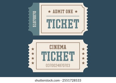 Isolated colored ticket template. Admit one ticket template. Vector illustration