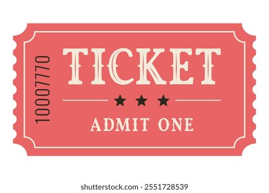 Isolated colored ticket template. Admit one ticket template. Vector illustration