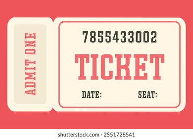 Isolated colored ticket template. Admit one ticket template. Vector illustration