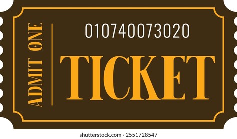 Isolated colored ticket template. Admit one ticket template. Vector illustration