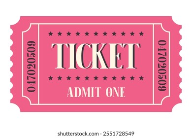 Isolated colored ticket template. Admit one ticket template. Vector illustration