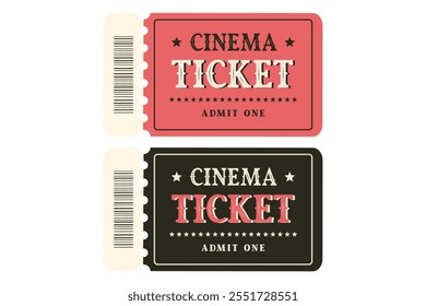 Isolated colored ticket template. Admit one ticket template. Vector illustration