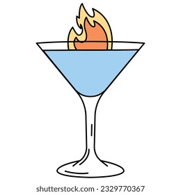 Isolated colored tropical cocktail sketch icon Vector