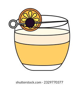 Isolated colored tropical cocktail sketch icon Vector