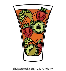 Isolated colored tropical cocktail sketch icon Vector