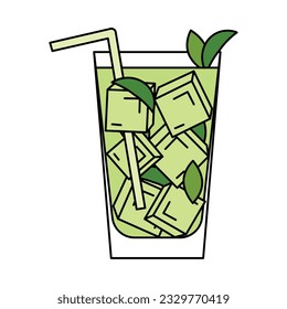 Isolated colored tropical cocktail sketch icon Vector