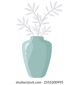 Isolated colored vase with flowers in flat style. Vector illustration