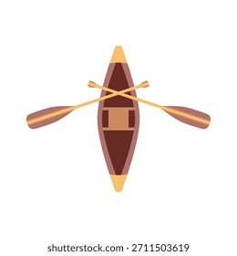 Vetor colorido isolado de uma canoa com paddles cruzados em um fundo limpo, perfeito para logotipos, adesivos, cartazes e ilustrações com tema ao ar livre.