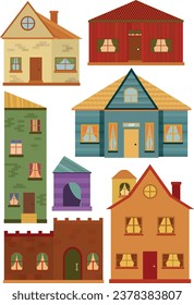 casas vectoriales de color aislado sobre fondo blanco