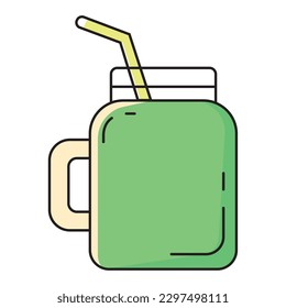 Isolated colored vegan shake on jar icon Vector