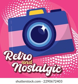 Isolated colored vintage camera Retro and nostalgic Vector