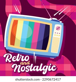 Televisión vintage de color aislado Retro y Vector nostálgico