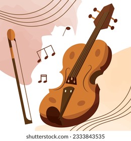 Instrumento musical de violín de color aislado Vector