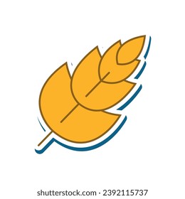 Icono de trigo de color aislado Icono de diseño plano Ilustración vectorial