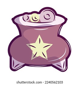 Isolated colored witch cauldron magic icon Vector