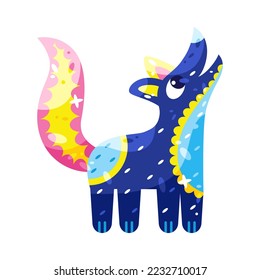 Isolated colored wolf alebrije icon Vector