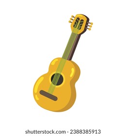 Isolated colored wooden guitar sketch icon Vector